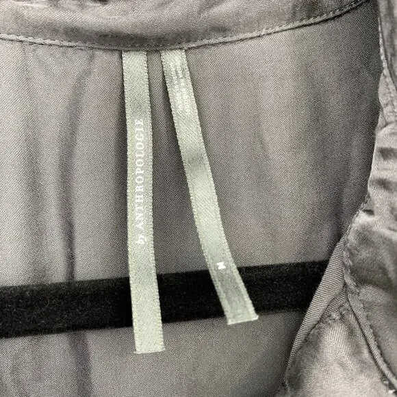 By Anthropologie Satin + Lace Pajama Set Cropped Top W/Shorts Gray Size Medium - Picture 12 of 13